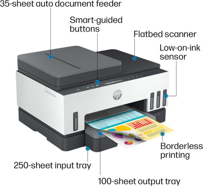 HP Smart Tank 7305 All-in-One Color Printer with Wi-Fi, Print, Scan & Copy, Print speed Up to 15 ppm, 28B75A