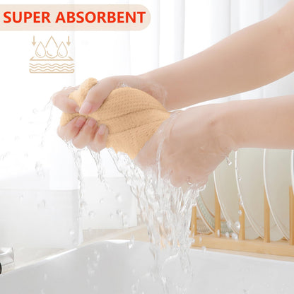 100% Cotton Waffle Weave Kitchen Dish Cloths, Ultra Soft Absorbent Quick Drying Dish Towels, 12 x 12 Inches, 6-Pack, Apricot