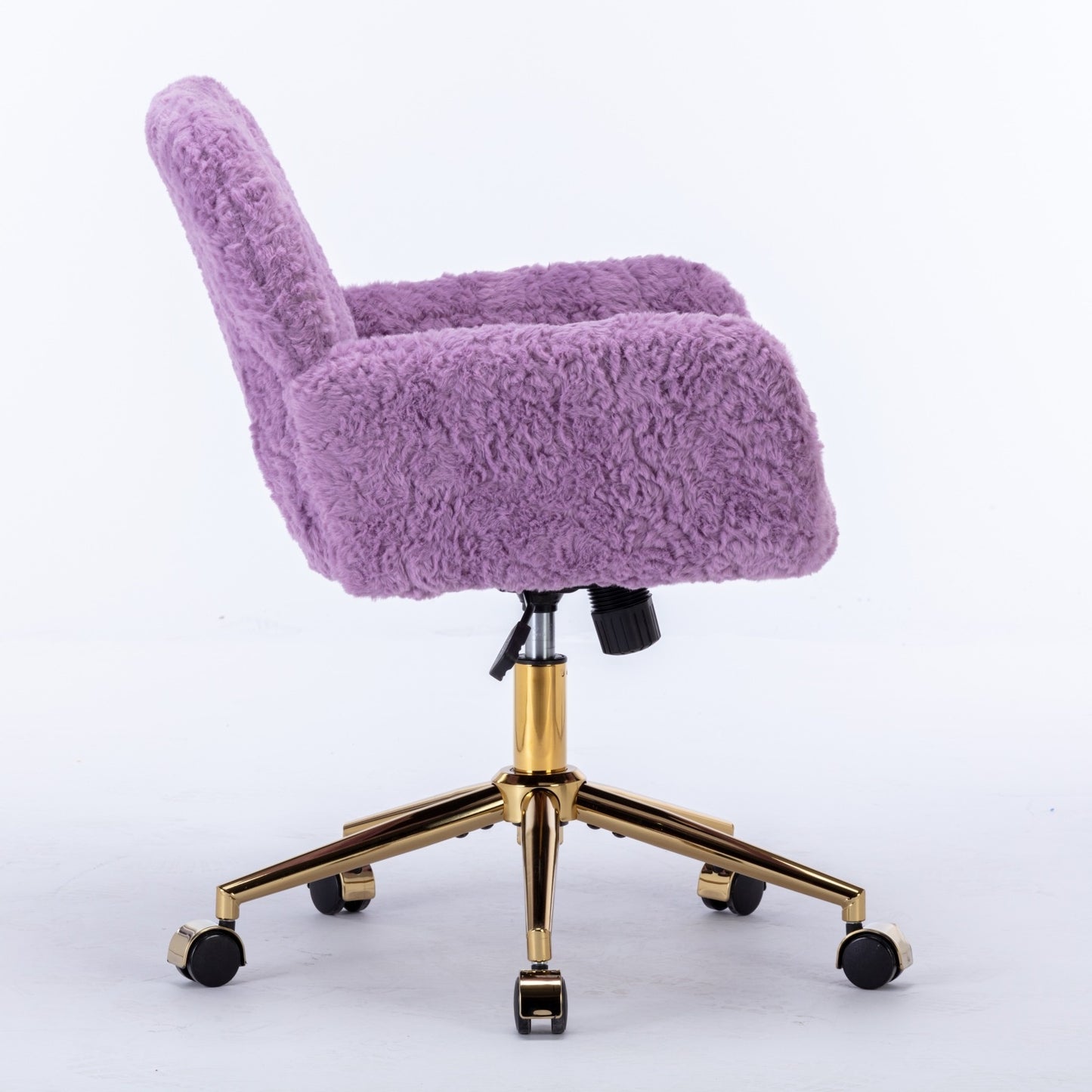 A&A Furniture Office Chair,Artificial Rabbit Hair Home Office Chair With Golden Metal Base,Adjustable
