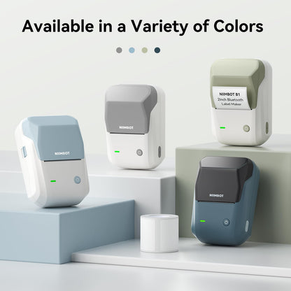 NIIMBOT B1 Label Maker, Thermal Label Printer, Mini Label Maker Machine with Tape, Small Sticker Printer with Auto Identification, Bluetooth Labelling Machine for Office, Home, Business, Green
