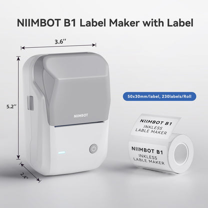 NIIMBOT B1 Label Maker, Thermal Label Printer, Mini Label Maker Machine with Tape, Small Sticker Printer with Auto Identification, Bluetooth Labelling Machine for Office, Home, Business