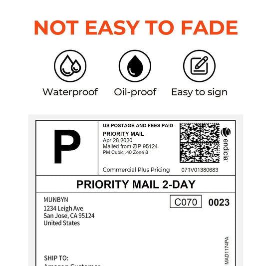 MUNBYN 4x6 Inch Direct Thermal Labels, 1000 Labels/2 Rolls(500 Pcs per Roll), Shipping Label Paper for Thermal Printers, Permanent Adhesive Mailing Postage Labels for Shipping Packages