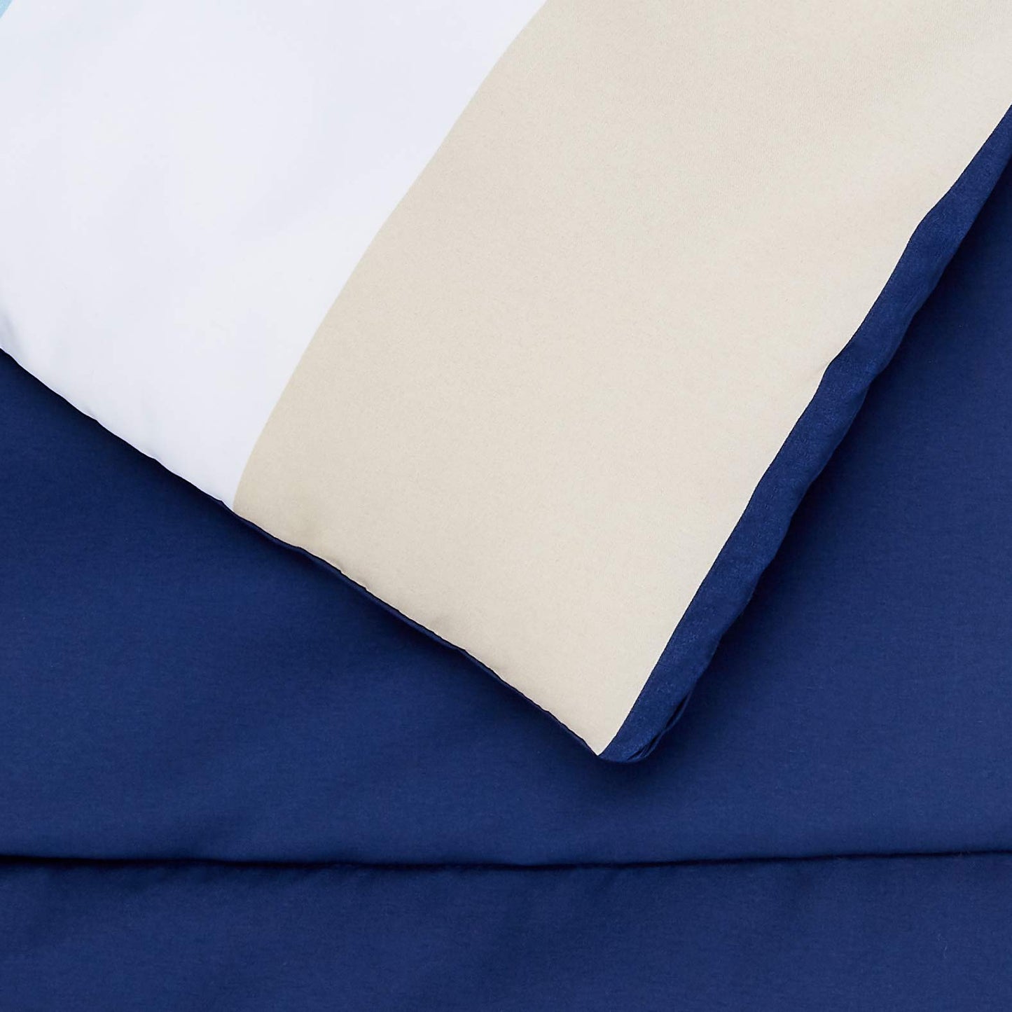 7-Piece Lightweight Microfiber Bed-in-a-Bag Comforter Bedding Set - King, Blue Stripe