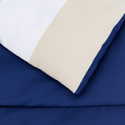 7-Piece Lightweight Microfiber Bed-in-a-Bag Comforter Bedding Set - King, Blue Stripe