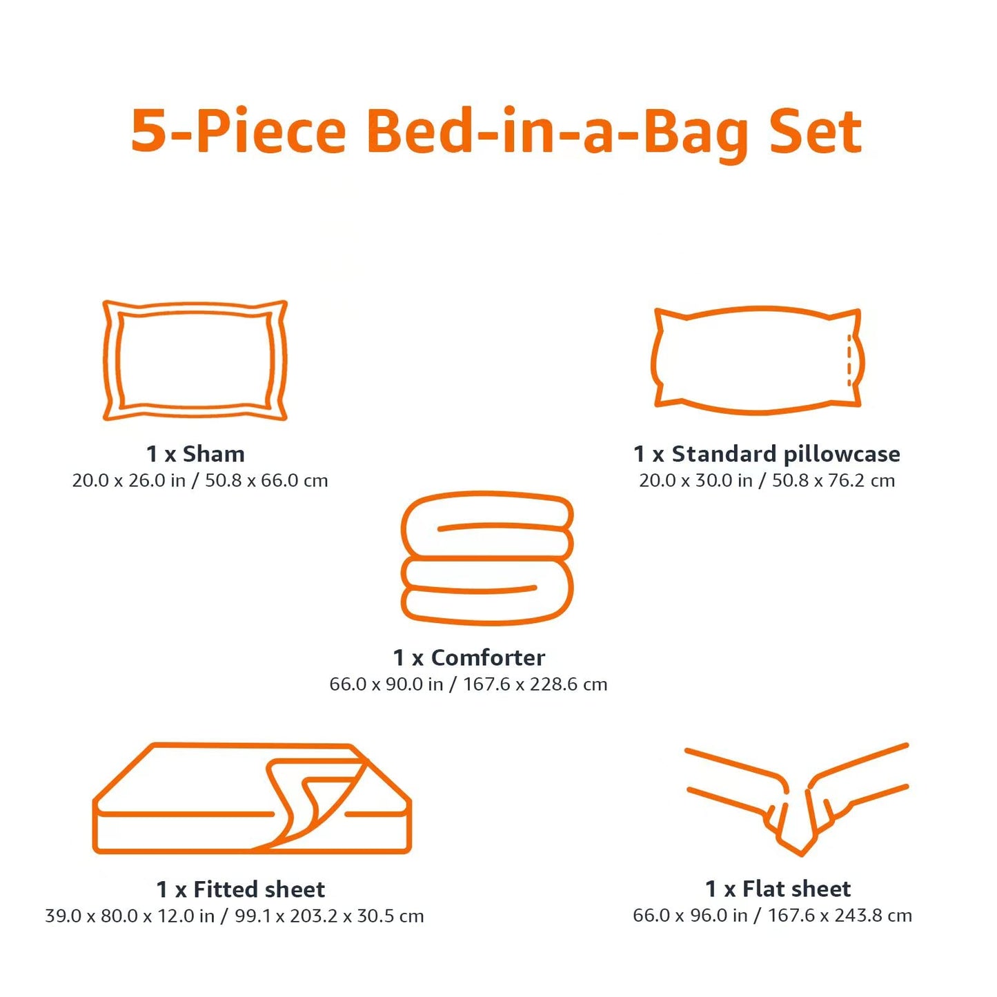 5-Piece Lightweight Microfiber Bed-In-A-Bag Comforter Bedding Set - Twin/Twin XL, Gray Leaf