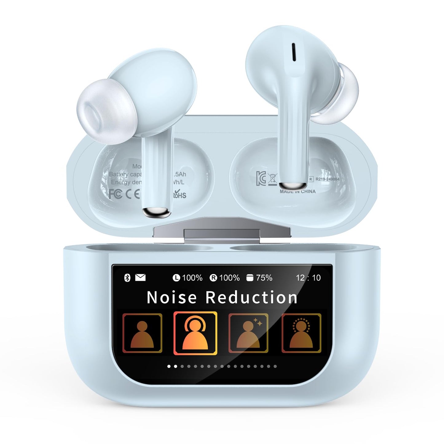 Wireless Earbuds, Bluetooth Earbuds 5.4 Headphones LED Touch Screen with 5 EQ Modes, 48H Headphones Wireless Noise with ANC Noise Cancelling, Deep Bass Stereo for Laptop, Android/iOS, Pad