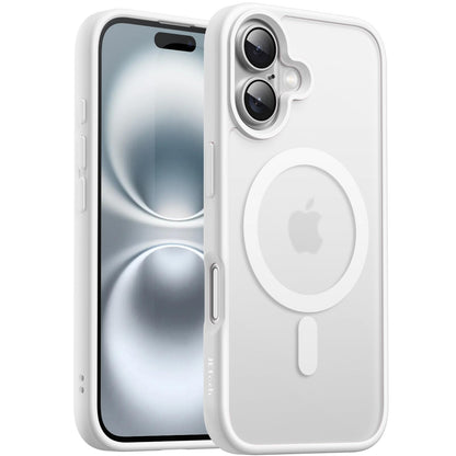 JETech Magnetic Case for iPhone 16 Plus 6.7-Inch Compatible with MagSafe, Translucent Matte Back Slim Shockproof Phone Cover (White)