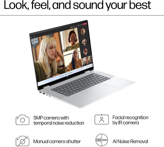 HP Envy x360 2-in-1 Laptop 16', 2K Touch Display, Intel Core Ultra 5 125U Processor, 16GB RAM, 512GB SSD, Intel Graphics, Built-in AI, Windows 11, Convertible, Long Battery Life, Silver, 9V362PA