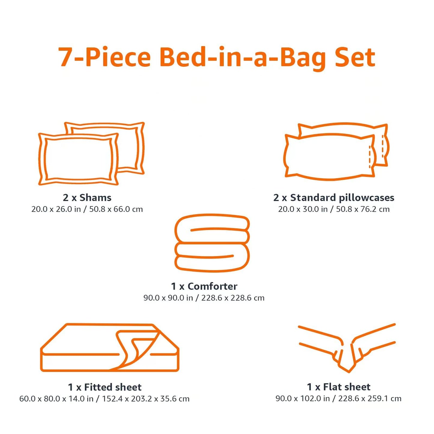 Reversible Microfiber Bed-in-a-Bag with Elastic Storage Pockets - 7 pieces, Full/Queen, Navy Stripe