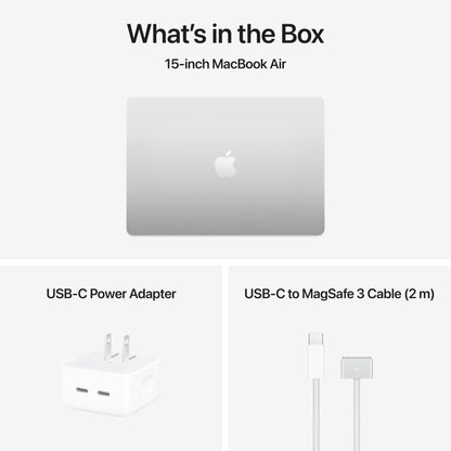 Apple 2025 MacBook Air 15-inch Laptop with M4 chip: Built for Apple Intelligence, 16GB Unified Memory, 512GB SSD Storage, Touch ID; Silver - English Keyboard