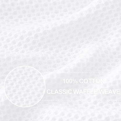 100% Cotton Waffle Weave Kitchen Dish Cloths, Ultra Soft Absorbent Quick Drying Dish Towels, 12 x 12 Inches, 6-Pack, White