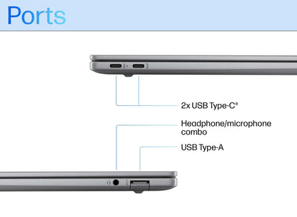 HP OmniBook X AI 14" Laptop with Copilot: 2.2K Touch Display, Qualcomm® Snapdragon® Processor, 16GB RAM, 1TB SSD, Wi-Fi 7, Bluetooth® 5.4, 26-Hour Battery Life, Meteor Silver, A42H8PA