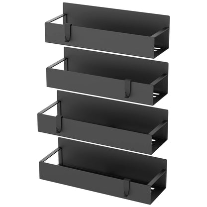 Metal 4 Pack Magnetic Spice Storage Rack Organizer for Refrigerator and Oven, Black Fridge Organizers and Storage