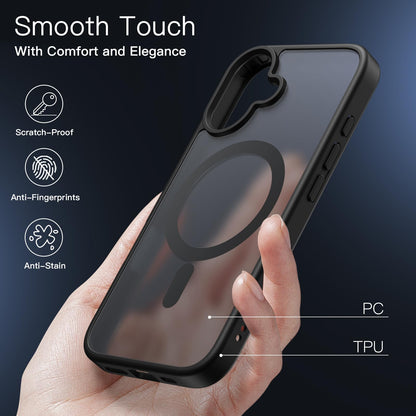 JETech Magnetic Case for iPhone 16 Plus 6.7-Inch Compatible with MagSafe, Translucent Matte Back Slim Shockproof Phone Cover (Black)