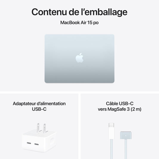 Apple 2025 MacBook Air 15-inch Laptop with M4 chip: Built for Apple Intelligence, 16GB Unified Memory, 256GB SSD Storage, Touch ID; Sky Blue - French Keyboard