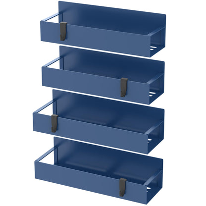 4 Pack Magnetic Spice Storage Rack Organizer for Refrigerator and Oven, Royal Blue Fridge Organizers and Storage
