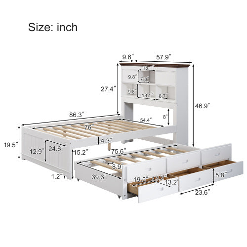 Bed With Trundle Bed And 3 Spacious  Bed Drawers