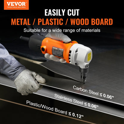 VEVOR Sheet Metal Nibbler, 550W Powerful 2200 RPM High Speed, 360 Degree Rotation Electric Nibbler Metal Cutter, Straight Curve And Circle Cutting For Stainless Steel, Aluminum, Plastic, Wood Board