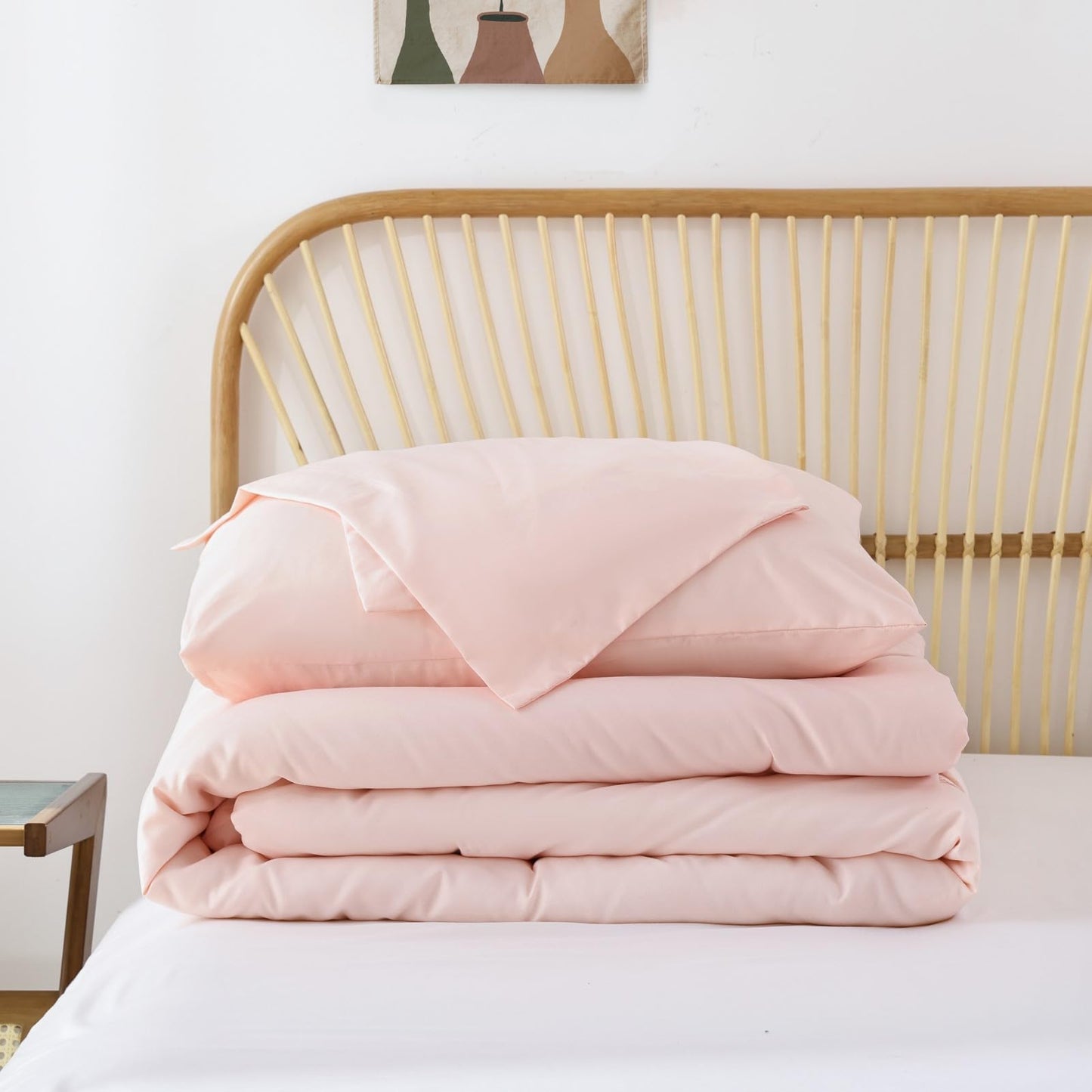 ROSGONIA Blush Comforter Set Queen, 3pcs (1 Boho Pink Comforter & 2 Pillowcases) All Season Soft Bedding Lightweight Bedspread Blanket Quilt