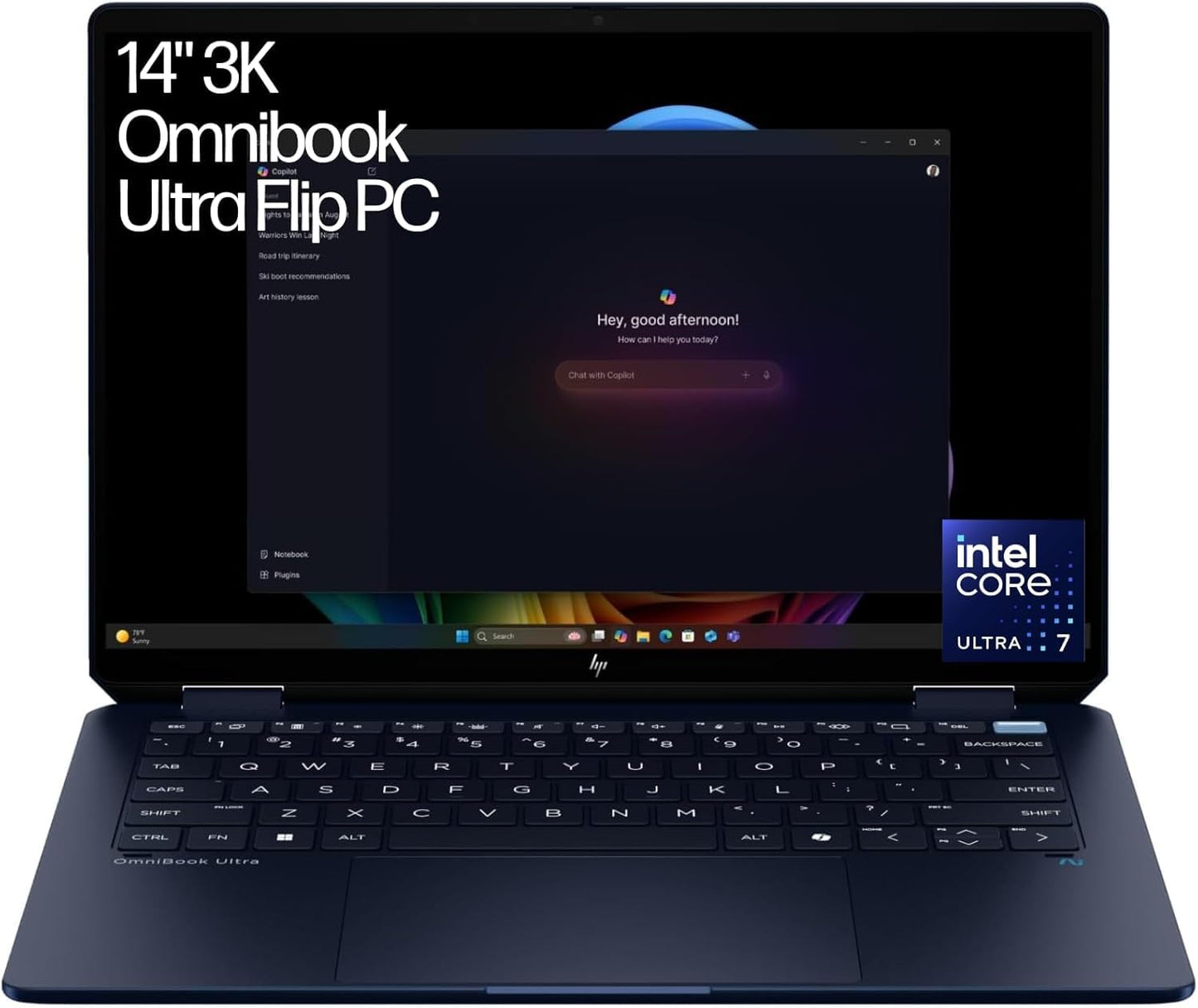 HP OmniBook Ultra Flip AI 14" Laptop: 3K OLED Touch Display, Intel® Core™ Ultra 7 Processor, 32GB RAM, 1TB SSD, Wi-Fi 7, Bluetooth® 5.4, 20.5-Hour Battery Life, Eclipse Gray, AY6V1PA