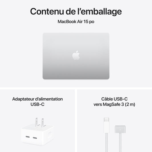 Apple 2025 MacBook Air 15-inch Laptop with M4 chip: Built for Apple Intelligence, 16GB Unified Memory, 256GB SSD Storage, Touch ID; Silver - French Keyboard