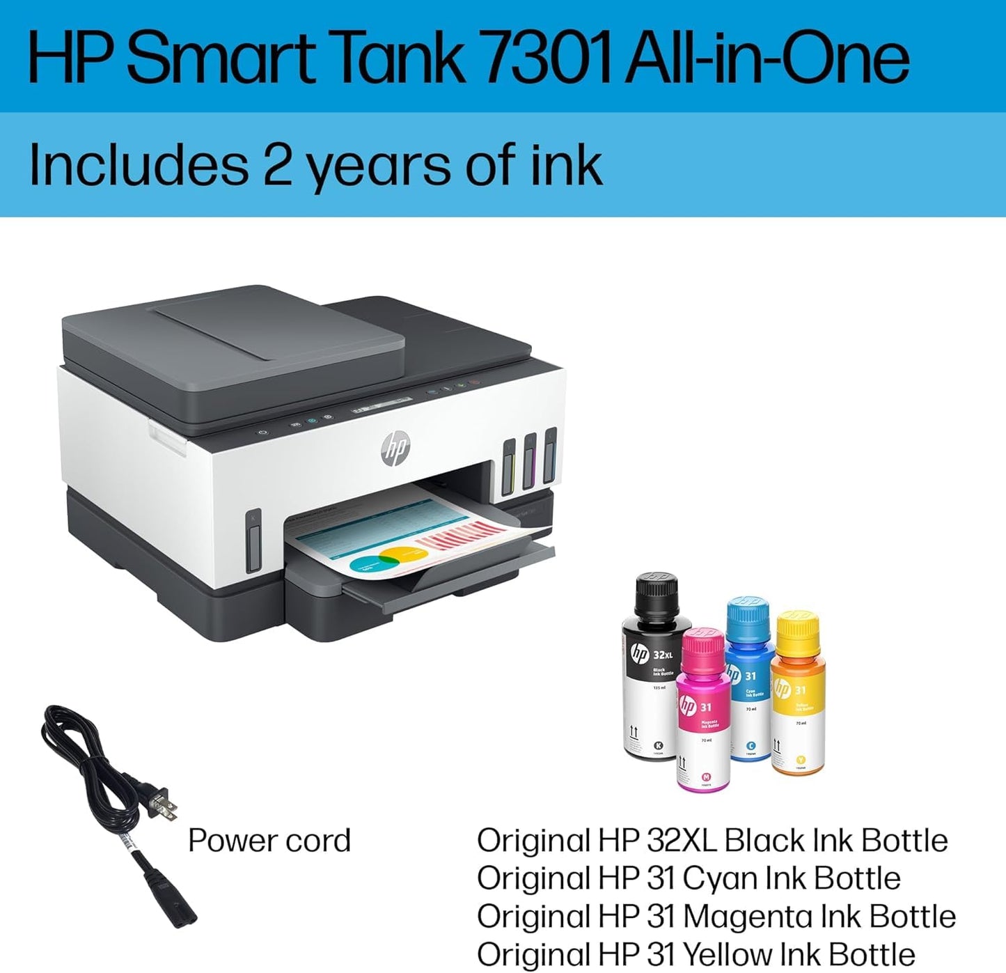 HP Smart Tank 7305 All-in-One Color Printer with Wi-Fi, Print, Scan & Copy, Print speed Up to 15 ppm, 28B75A
