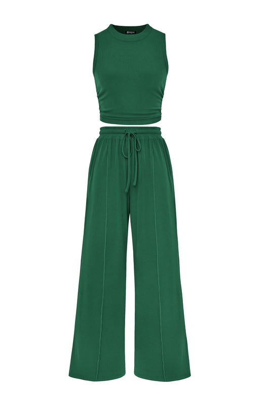 PRETTYGARDEN 2 Piece Sets for Women 2025 Summer Sleeveless Tank Ribbed Travel Beach Vacation Spring Lounge Wear Outfits