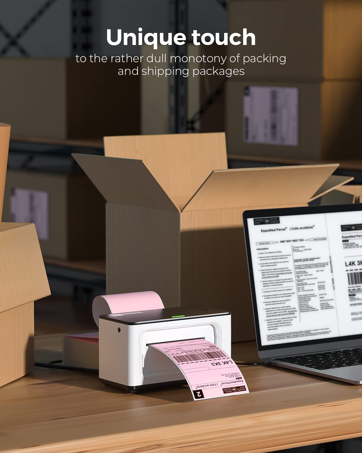MUNBYN Pink Thermal Direct Shipping Labels (Pack of 500 4x6 Fan-Fold Labels) - Commercial Grade M-X-18329