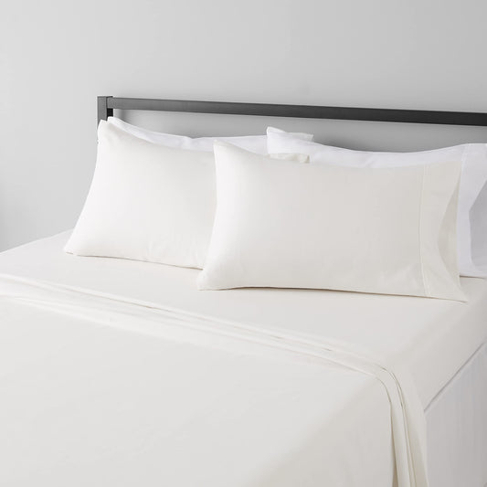 Lightweight Super Soft, Wrinkle-Free, Breathable Microfiber 4 Piece Bed Sheet Set with 14-Inch Deep Pockets, King, Cream, Solid