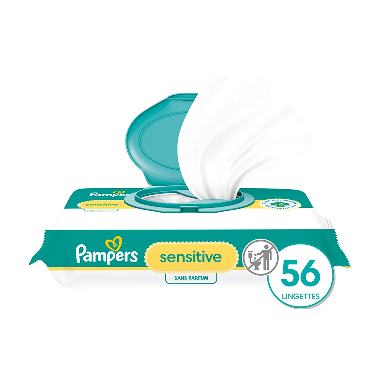 Pampers Baby Wipes Sensitive Perfume Free 1X Pop-Top 56 Count
