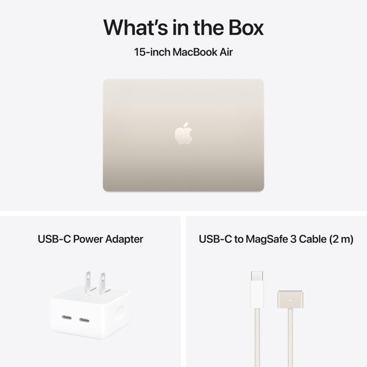 Apple 2025 MacBook Air 15-inch Laptop with M4 chip: Built for Apple Intelligence, 16GB Unified Memory, 256GB SSD Storage, Touch ID; Starlight - English Keyboard