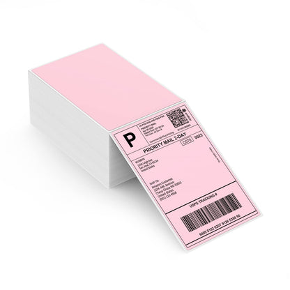 MUNBYN Pink Thermal Direct Shipping Labels (Pack of 500 4x6 Fan-Fold Labels) - Commercial Grade M-X-18329
