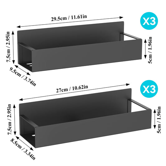 6 Pack Magnetic Spice Storage Rack Organizer for Refrigerator and Oven, Matt Black Fridge Organizers and Storage