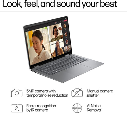 HP Envy x360 2-in-1 Laptop 16', 2K Touch Display, Built-in AI, Intel Core Ultra 7 155U Processor, 16GB RAM, 512GB SSD, Intel Graphics, Windows 11, Convertible, Long Battery Life, Silver, 9V361PA