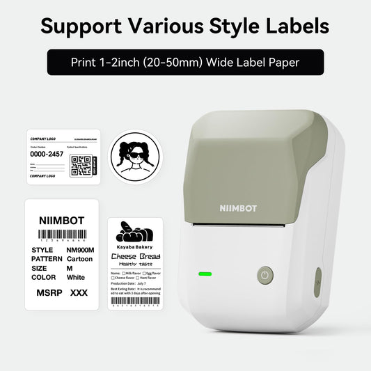 NIIMBOT B1 Label Maker, Thermal Label Printer, Mini Label Maker Machine with Tape, Small Sticker Printer with Auto Identification, Bluetooth Labelling Machine for Office, Home, Business, Green