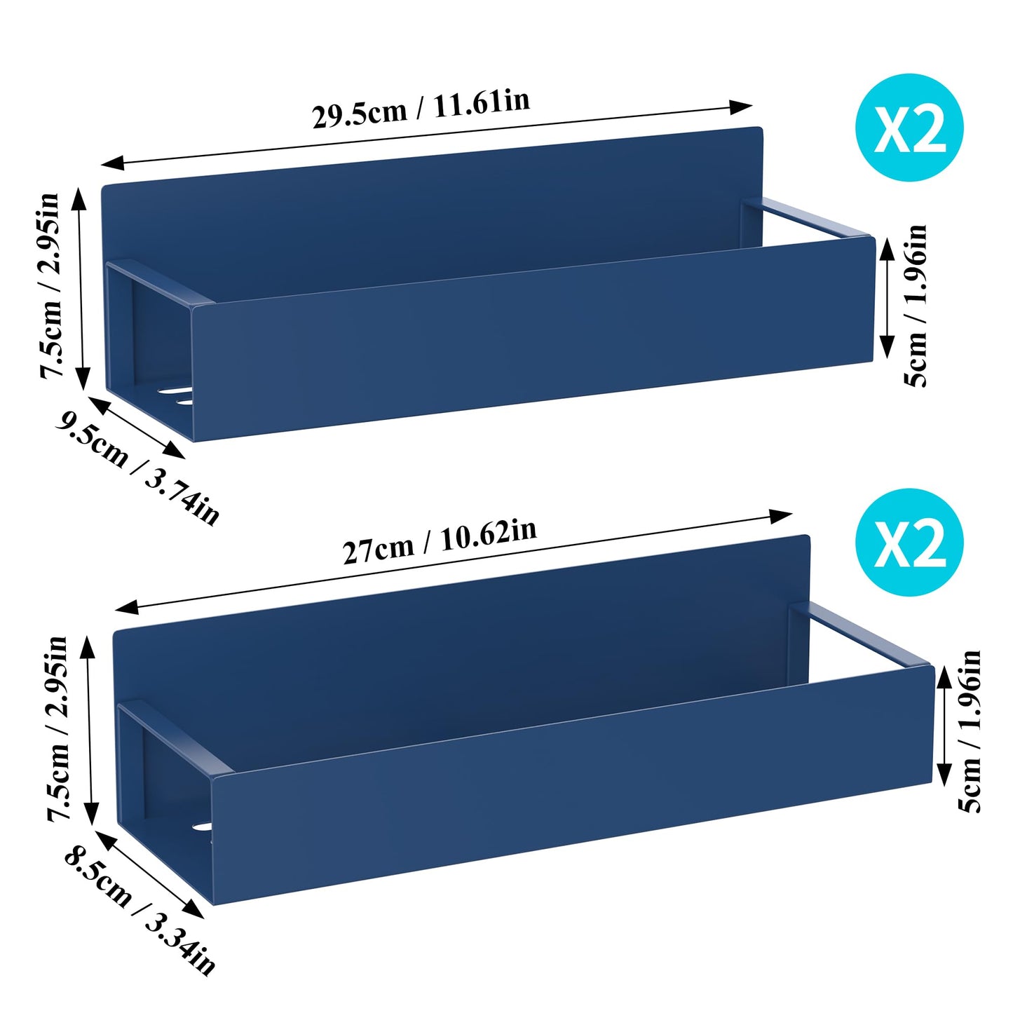 4 Pack Magnetic Spice Storage Rack Organizer for Refrigerator and Oven, Royal Blue Fridge Organizers and Storage