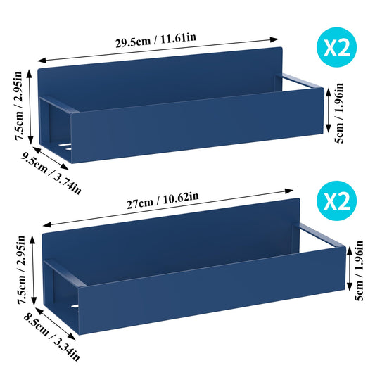 4 Pack Magnetic Spice Storage Rack Organizer for Refrigerator and Oven, Royal Blue Fridge Organizers and Storage