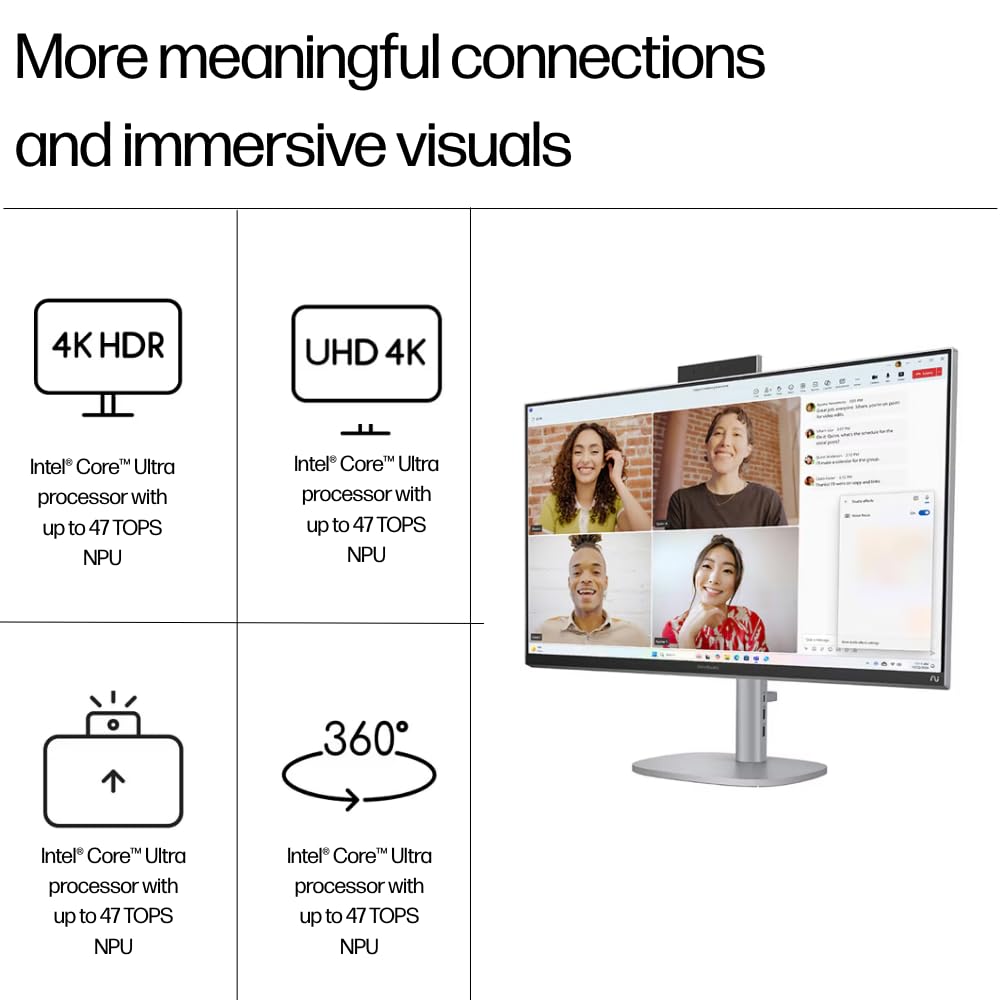 HP OmniStudio X All-in-One Desktop PC, 32" 4K IPS Display, Intel Core Ultra 7 Processor, Intel Arc Graphics, 16GB DDR5 RAM, 1TB SSD, Windows 11 Home, 5MP IR Camera, B&O Audio, BD0R6PA