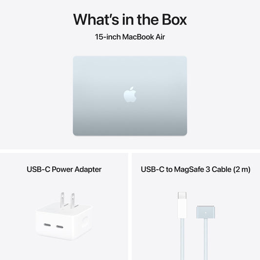 Apple 2025 MacBook Air 15-inch Laptop with M4 chip: Built for Apple Intelligence, 16GB Unified Memory, 256GB SSD Storage, Touch ID; Sky Blue - English Keyboard