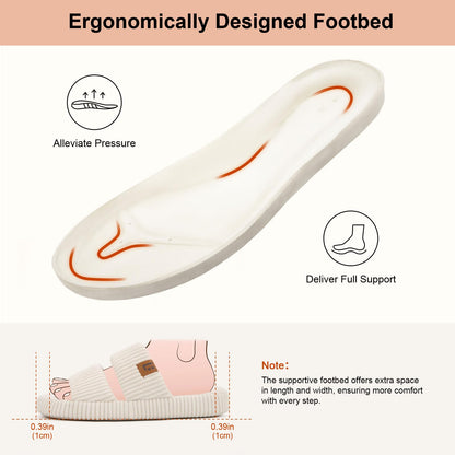 LongBay Womens Memory Foam Slippers Indoor Bedroom House Slippers Shoes Open Toe Corduroy Slide Comfy Two Bands Gift