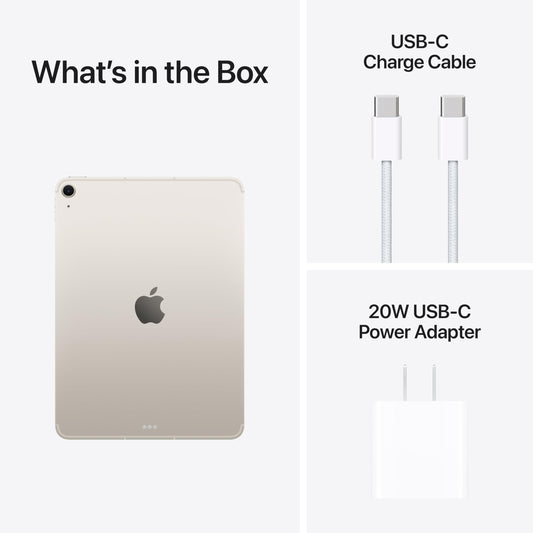 Apple iPad Air 11-inch with M3 chip Built for Apple Intelligence, Liquid Retina Display, 512GB, 12MP Front/Back Camera, Wi-Fi 6E + 5G Cellular, Touch ID, All-Day Battery Life — Starlight