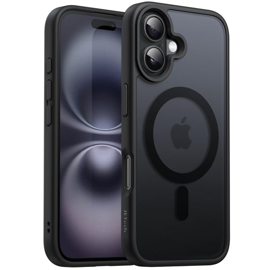 JETech Magnetic Case for iPhone 16 Plus 6.7-Inch Compatible with MagSafe, Translucent Matte Back Slim Shockproof Phone Cover (Black)
