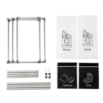 Laundry Hamper 2 Tier Laundry Sorter With 4 Removable Bags For Organizing Clothes, Laundry, Lights, Darks