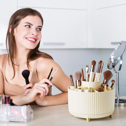 360 Degree Rotating Makeup Brush Holder Container
