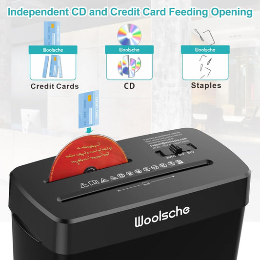 Woolsche Paper Shredder,10 Sheet Cross Cut With 3.43-Gallon Basket,P4 Security Level,3 Mode Design,Shreds CD And Credit Card,Durable, Fast, And Jam Proof For Home Office
