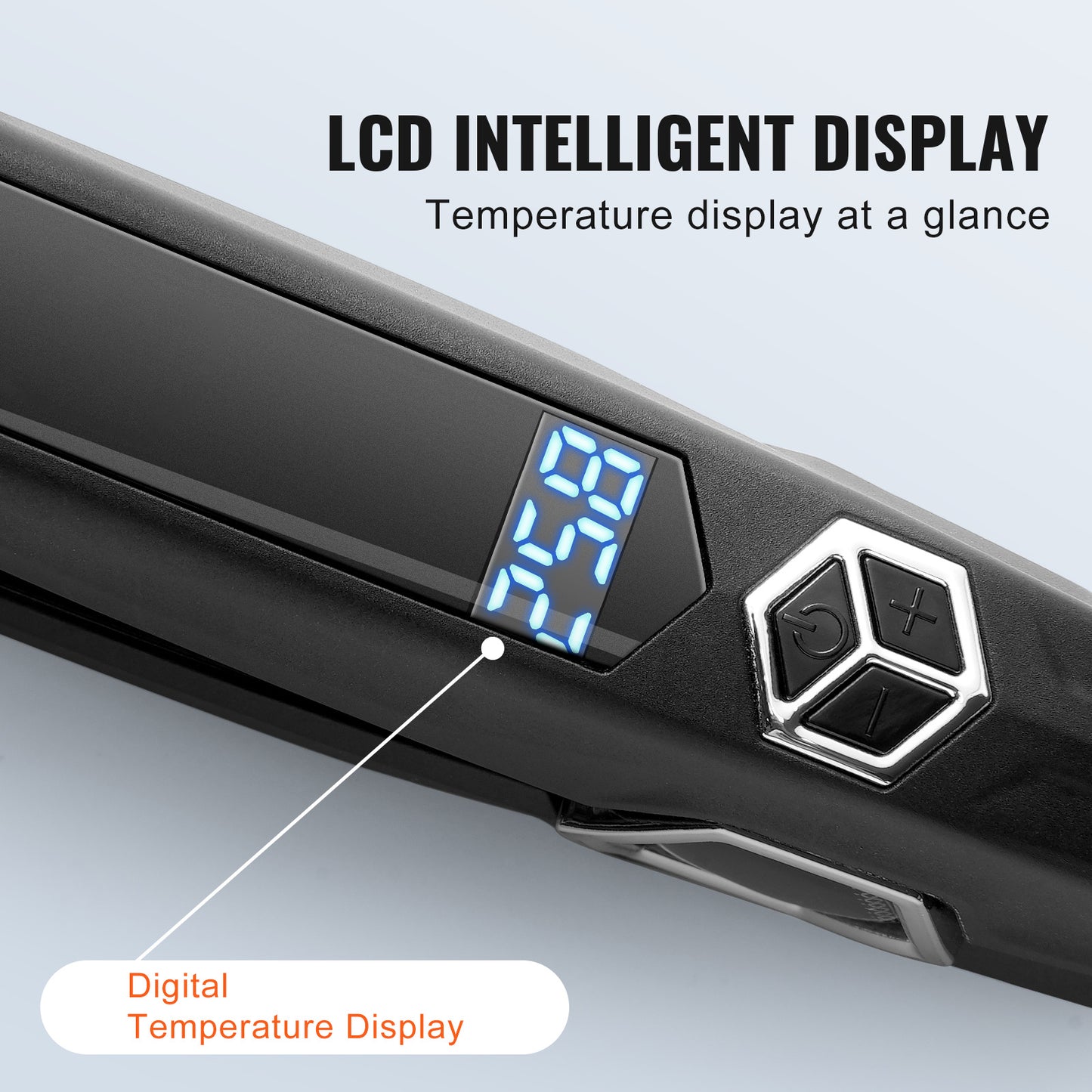 VEVOR Hair Straightener, Titanium Flat Iron, Dual Infrared Hair Straightener Flat Iron With LCD Display And 19 Temp Levels , Dual Voltage 110V 240V For Salon Home Travel Use