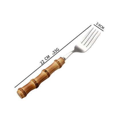 Creative Bamboo Tableware Stainless Steel Steak Cutlery
