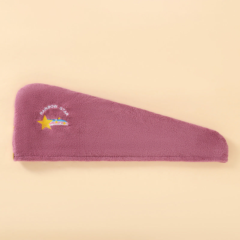Coral Velvet Cartoon Embroidery For Woman With Dry Hair Hat