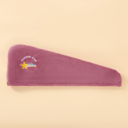 Coral Velvet Cartoon Embroidery For Woman With Dry Hair Hat