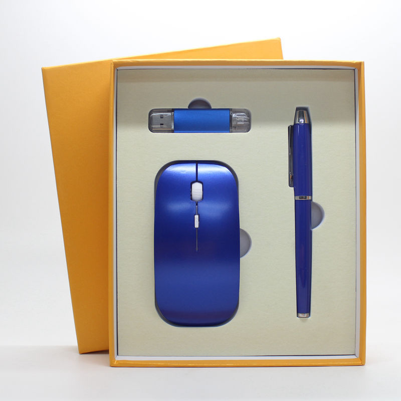 wireless mouse + mobile U disk + pen three pieces of office gift
